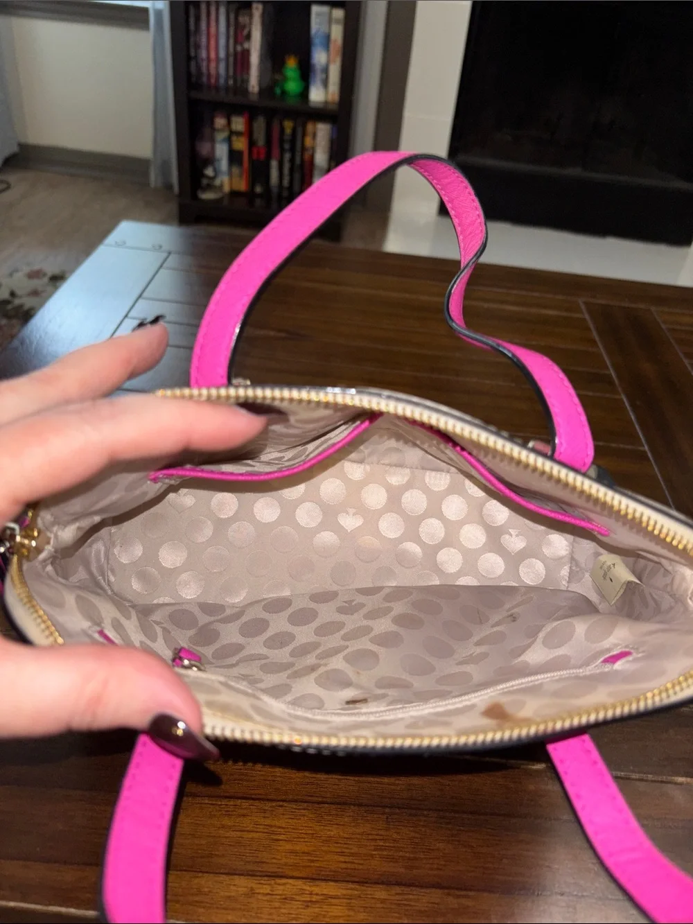 kate spade Cream, Black & Hot Pink Dome Satchel